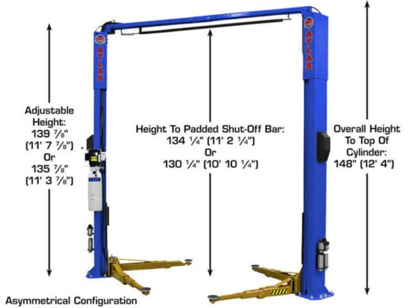 Atlas Platinum PVL-10 ALI Certified Two Post Lift 10,000 lbs. Capacity