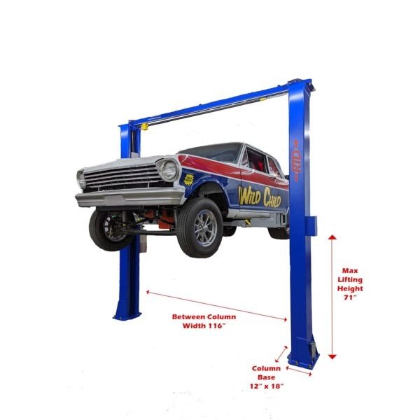 Race Tools Direct 11,000 lb. Direct Drive, Overhead 2 Post Lift- Bi-Symmetric Arms