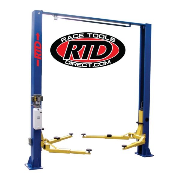 Race Tools Direct 11,000 lb. Direct Drive, Overhead 2 Post Lift- Bi-Symmetric Arms