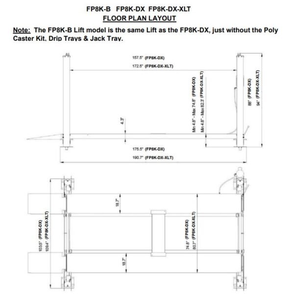 Tuxedo FP8K-DX Four Post Garage Lift